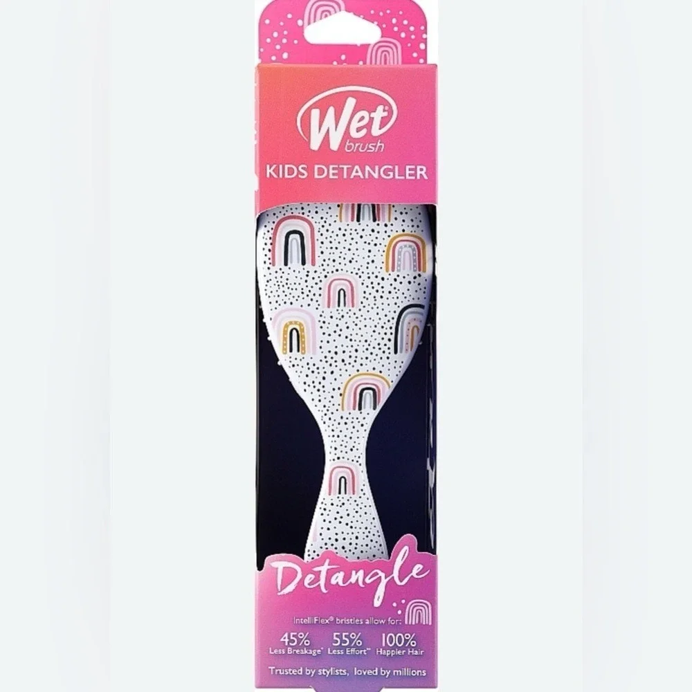 Wet Brush Kids Detangler Hair Brush Rainbow Print IntelliFlex‎ Bristles NEW